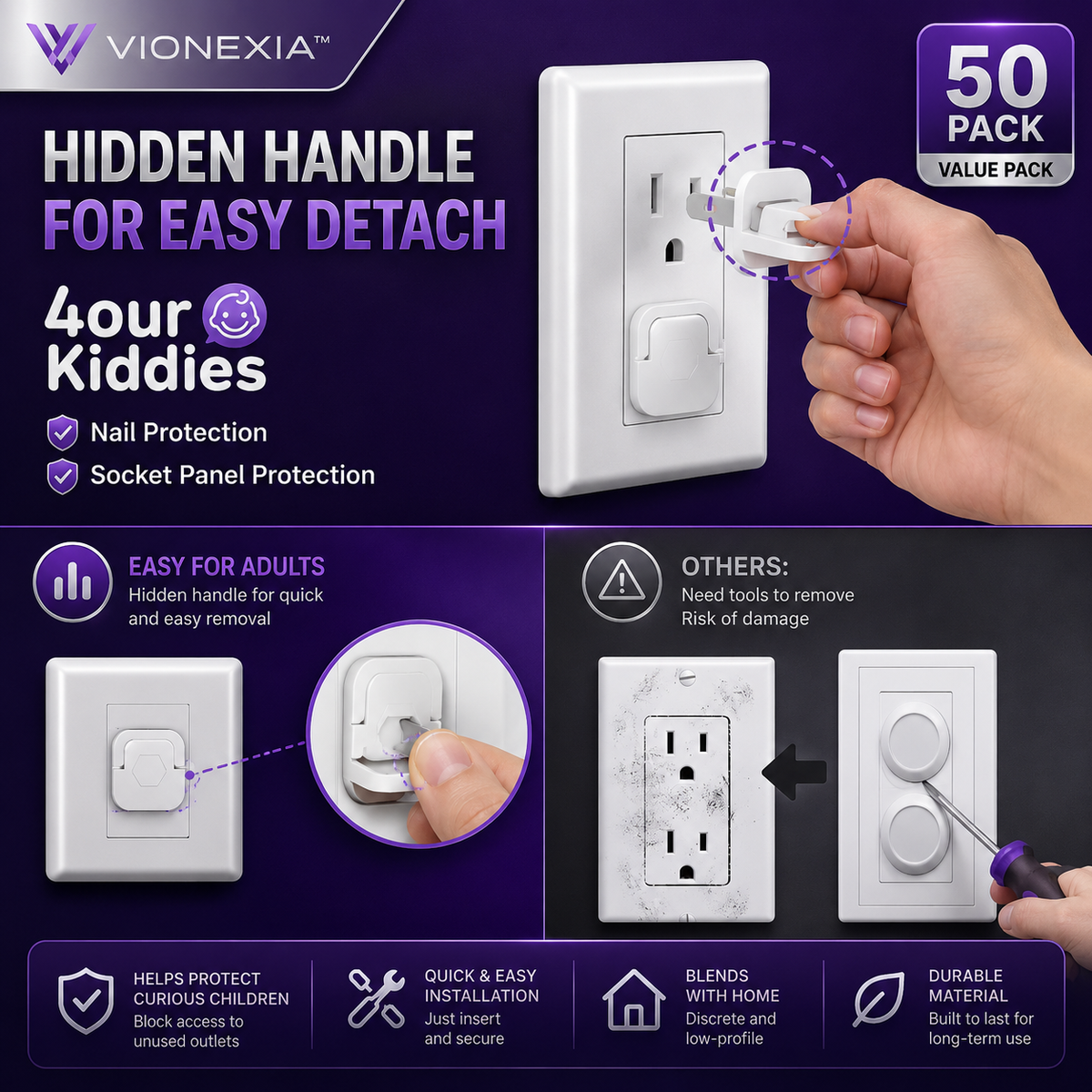 VIONEXIA™ SafeSocket – 50 Pack