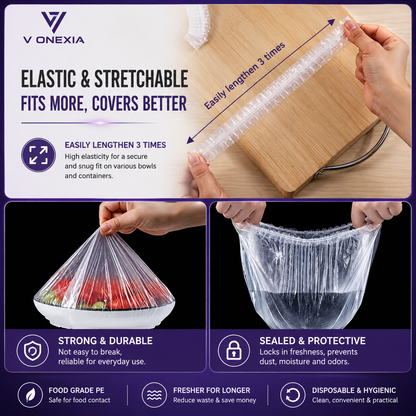 VIONEXIA™ FreshSeal Stretch Food Covers (100 PCS)