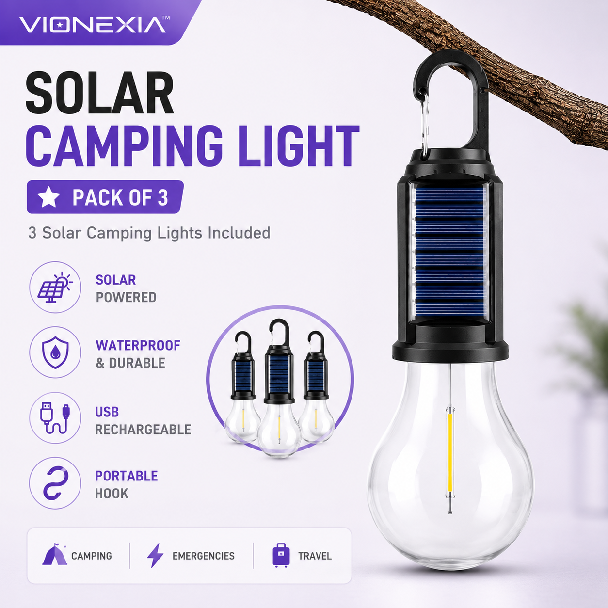 VIONEXIA™ Solar Camping Light
