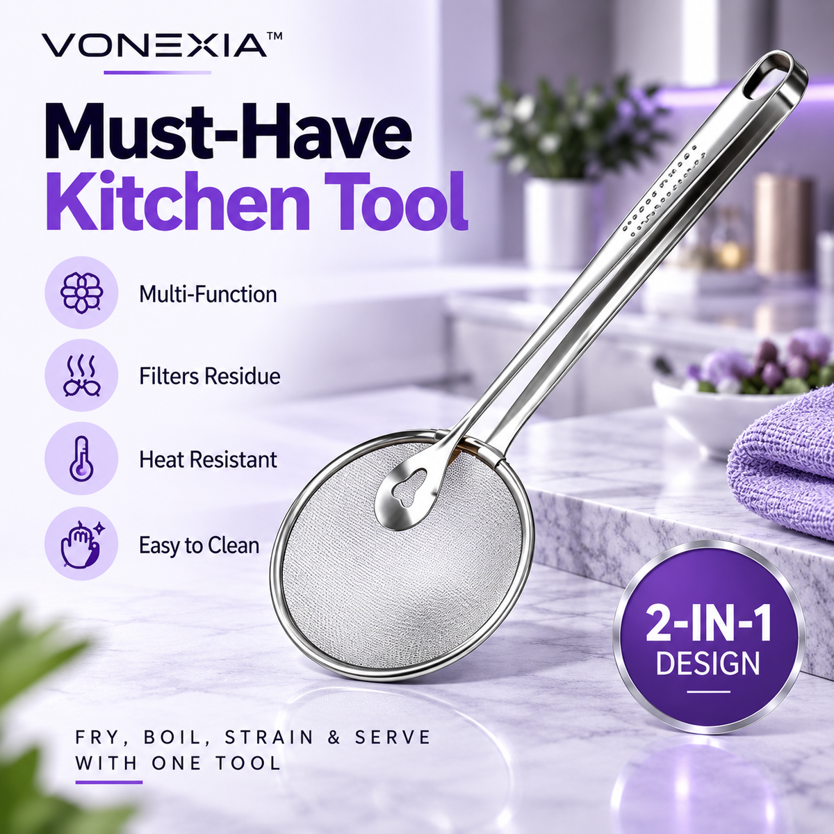 VIONEXIA™ StrainGrip Pro – 2-in-1 Strainer Tongs