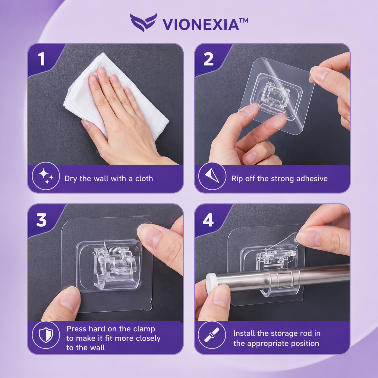 VIONEXIA™ GripLock Wall Clips (8-Pack)