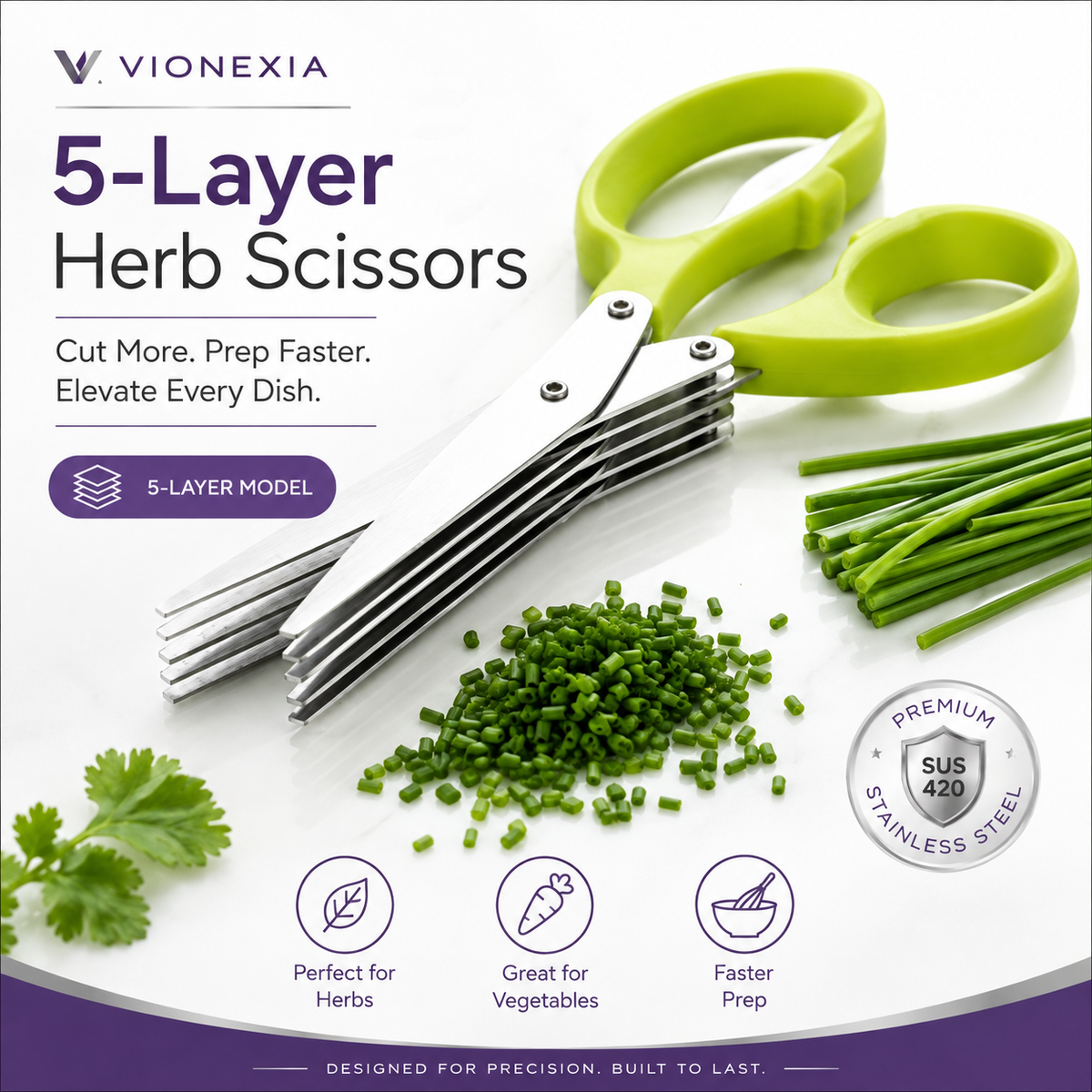 VIONEXIA™ HerbSlice Pro 5-Layer Kitchen Scissors