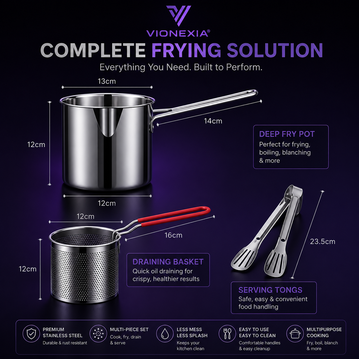 VIONEXIA™ FryMate Pro Deep Fry Pot Set