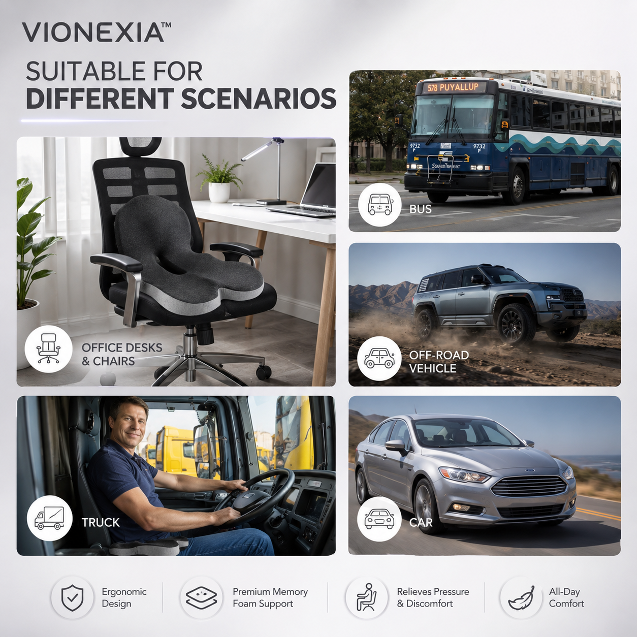 VIONEXIA™ ErgoRelief Seat Cushion