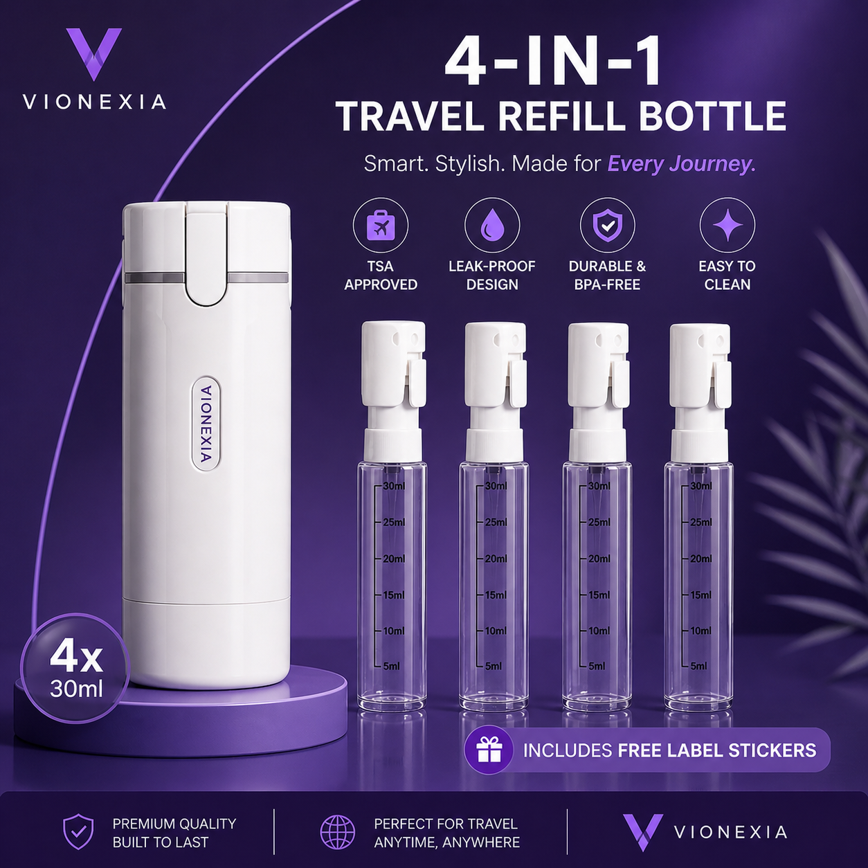 VIONEXIA™ TravelFlow 4-in-1 Dispenser