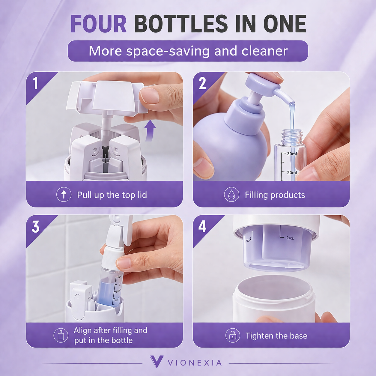 VIONEXIA™ TravelFlow 4-in-1 Dispenser