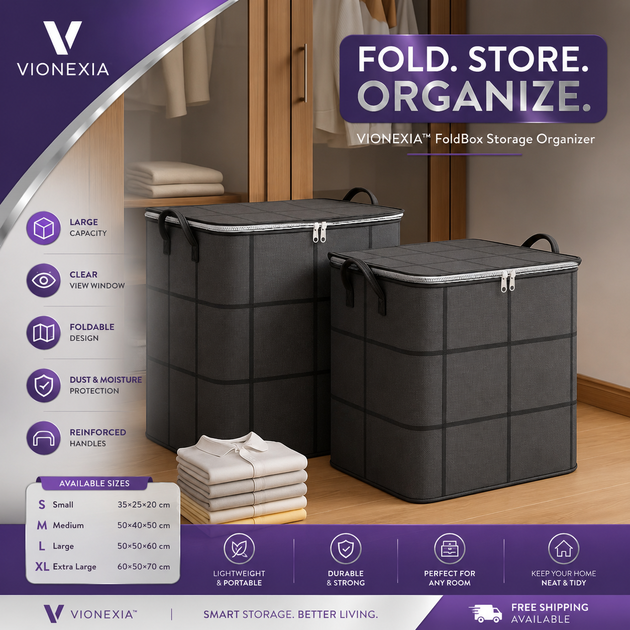 VIONEXIA™ FoldBox Storage Organizer