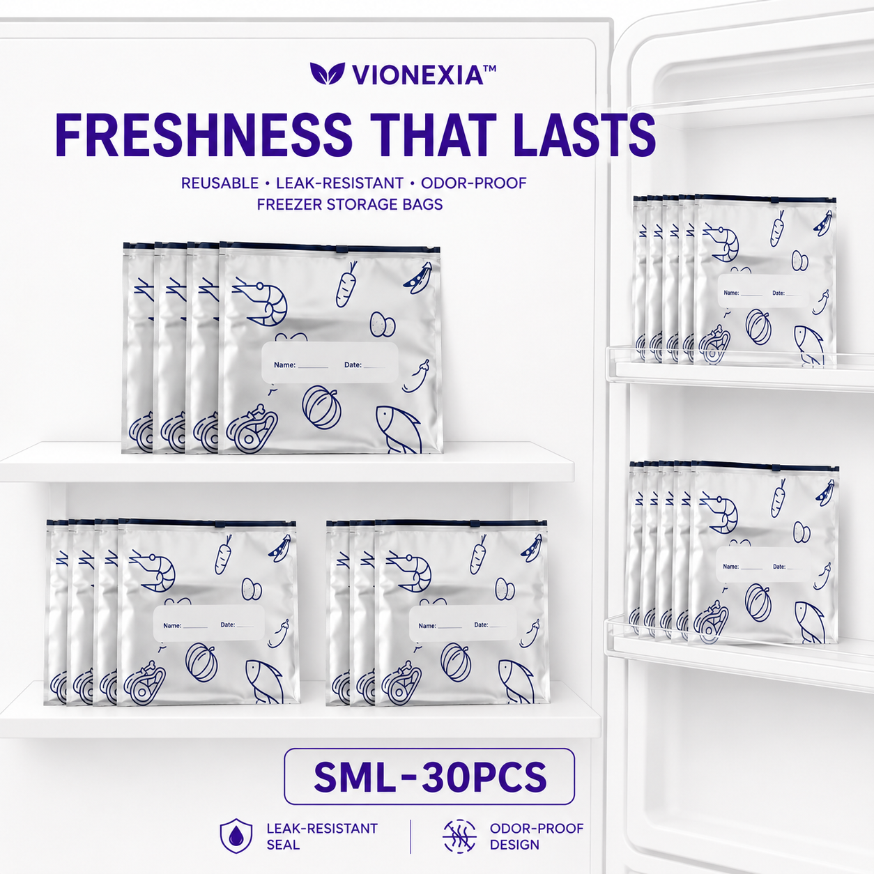 VIONEXIA™ FreshSeal Reusable Freezer Bags