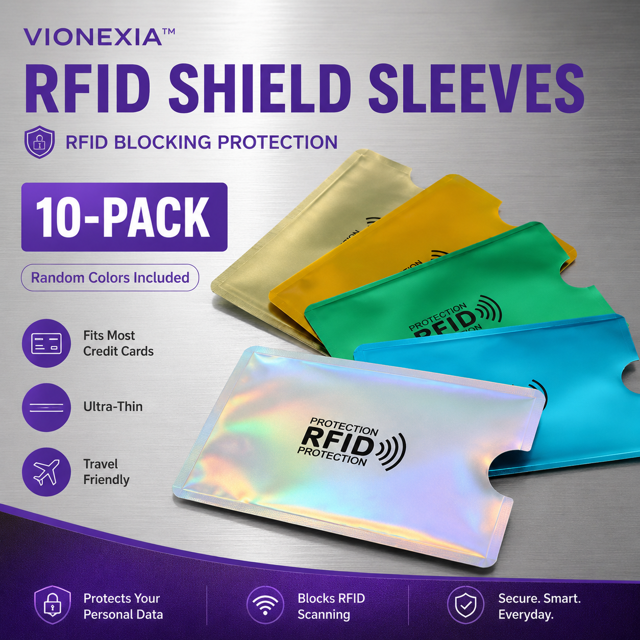 VIONEXIA™ RFID Shield Sleeves (10-Pack)