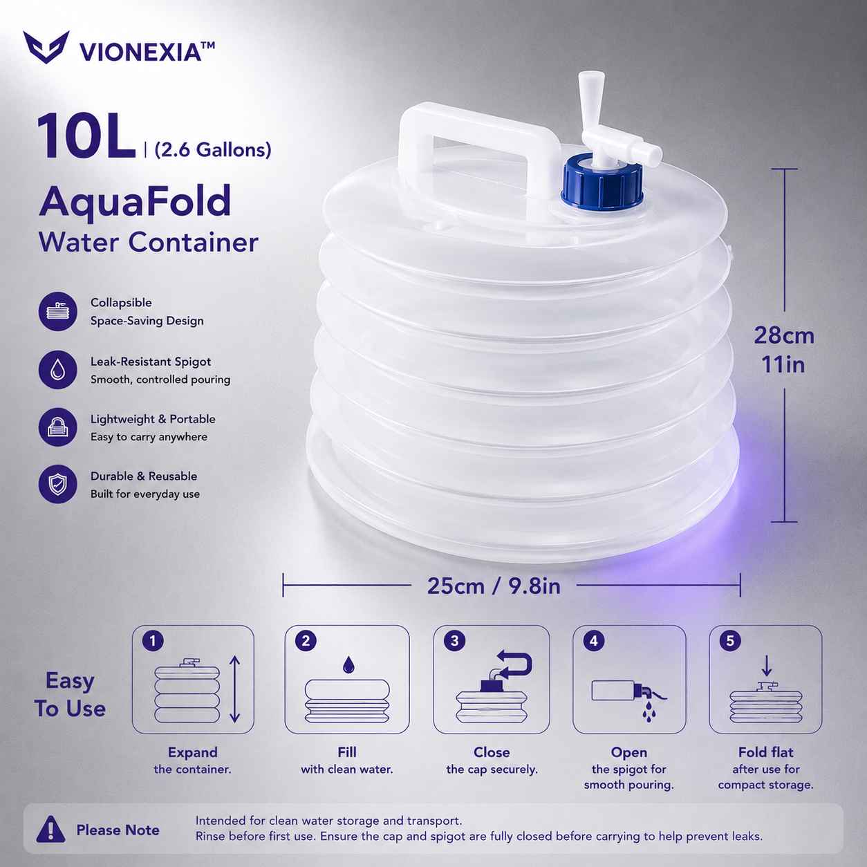 VIONEXIA™ AquaFold Water Container