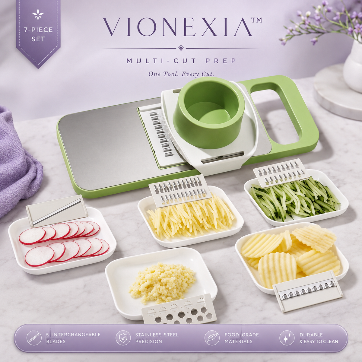 VIONEXIA™ SliceMate Pro – 7-Piece Vegetable Slicer & Grater Set