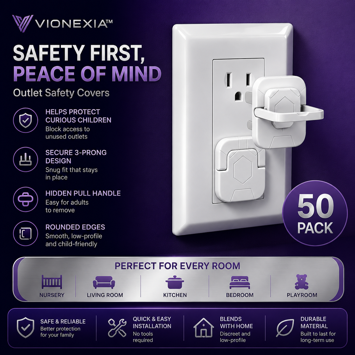 VIONEXIA™ SafeSocket – 50 Pack