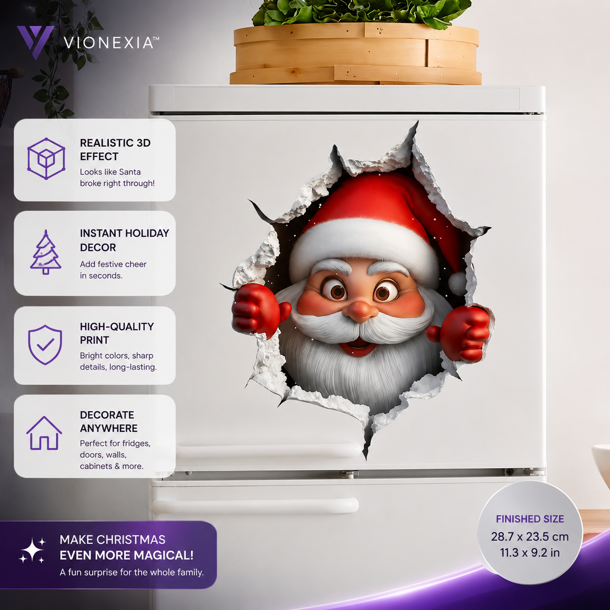 VIONEXIA™ SantaPeek 3D Holiday Decal